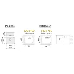 Fregadero roma 45x40 bajo - Saneamientos Pereda