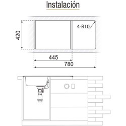 Compra Fregadero viena 800x440 1p 1escurridor cuadrado en