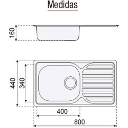 Compra Fregadero viena 800x440 1p 1escurridor cuadrado en