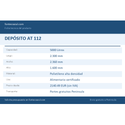 Compra Depósito de agua at 112 5000 en Saneamientos Pereda.
