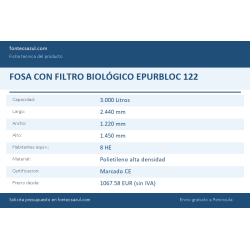 Compra Fosa séptica epurbloc 122 3000 en Saneamientos Pereda.