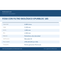 Compra Fosa séptica epurbloc 185 6000 en Saneamientos Pereda.