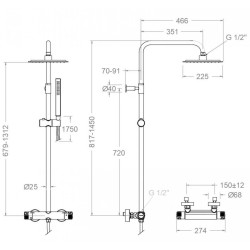 Compra Columna ducha termostatica telescopica termotech negra