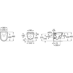 Taza roca compacta suspendida rimless ona blanco stock