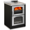 Cocina de leña con horno de 5,5 kw  inox serie domino modelo d6 maxi