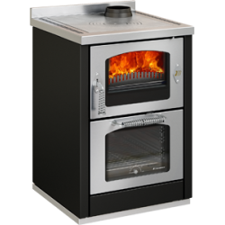 Cocina de leña con horno de 5,5 kw  inox serie domino modelo d6 maxi