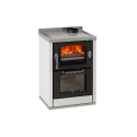 Cocina de leña con horno de 5,5 kw negra serie domino modelo d6 maxi