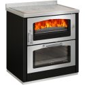 Cocina de leña con horno de 7,5 kw  inox serie domino modelo d6 maxi