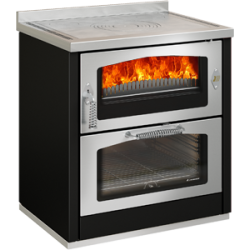 Cocina de leña con horno de 7,5 kw  inox serie domino modelo d6 maxi