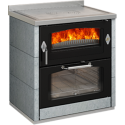 Cocina de leña con horno de 7,5 kw negra serie domino modelo d6 maxi
