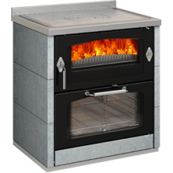 Cocina de leña con horno de 7,5 kw negra serie domino modelo d6 maxi
