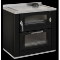 Cocina de leña con horno de 9,5 kw negra serie domino modelo d6 maxi