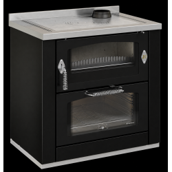 Cocina de leña con horno de 9,5 kw negra serie domino modelo d6 maxi
