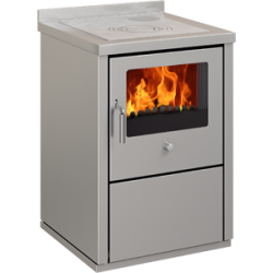 Cocina de leña sin horno inox serie eco modelo e60 de 5 kw.