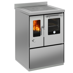 Cocina de leña con horno inox serie eco modelo e60f de 5 kw.