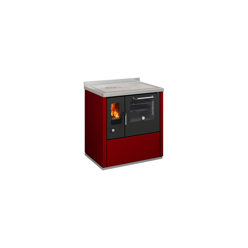 Cocina de leña con horno negro serie eco modelo e80 de 6 kw.