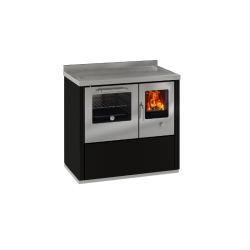 Cocina de leña con horno inox serie eco modelo e90 de 6 kw.
