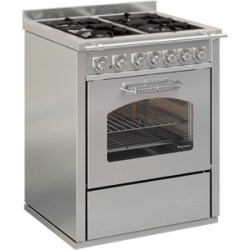 Cocina de gas modelo gd7 en acero inoxidable con horno eléctrico estático inox.