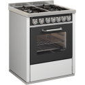 Cocina de gas modelo gd7 en acero inoxidable con horno eléctrico estático negro.
