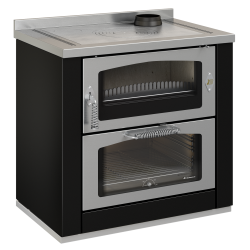 Cocina de leña con horno de 9,5 kw  inox serie domino modelo d6 maxi