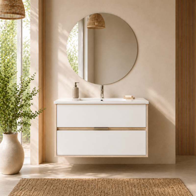 Compra Mueble nordico 80x45 2c bco m/madera susp oportunidad en