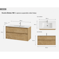 Compra Mueble emma 100 3cajones susp roble ostipo stock en