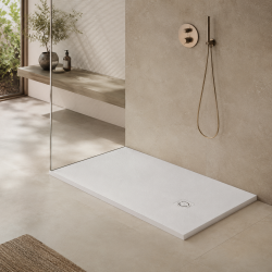 Compra Plato terran textura grava 180x80 blanco stock en