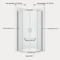 Compra Mampara roca victoria plus mr 75 (71.5-74) plata brillo