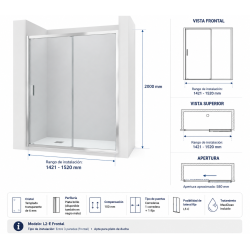 Compra Mampara roca ura l2-e 1500x2000 (142.1-152) plata brillo