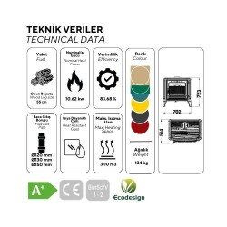 Estufa de leña de hierro fundido Thermozoff 8015 10,6 kW gris