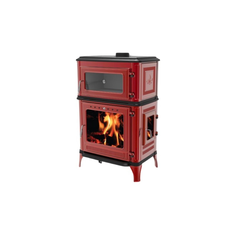 Estufa de leña con horno Thermozoff 8020 10,8 kW borgoña