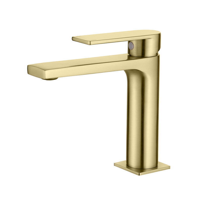 Grifo de lavabo bajo Alpha en oro cepillado - Saneamientos