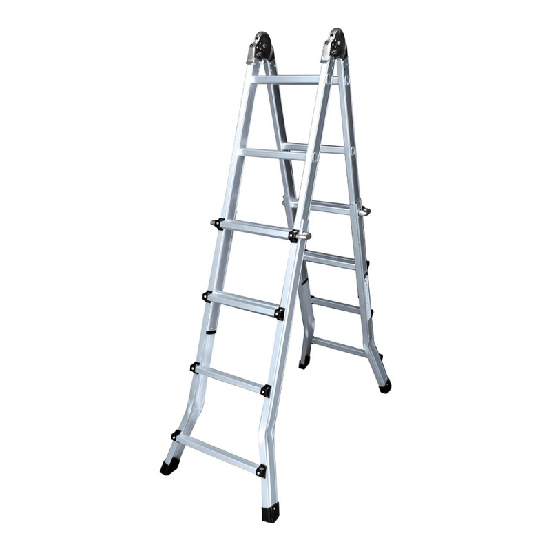 Escalera multifunción teléscopica aluminio 2x4+4 peldaños