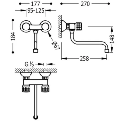Fregadero tres pared r.123310 stock TRES - 2