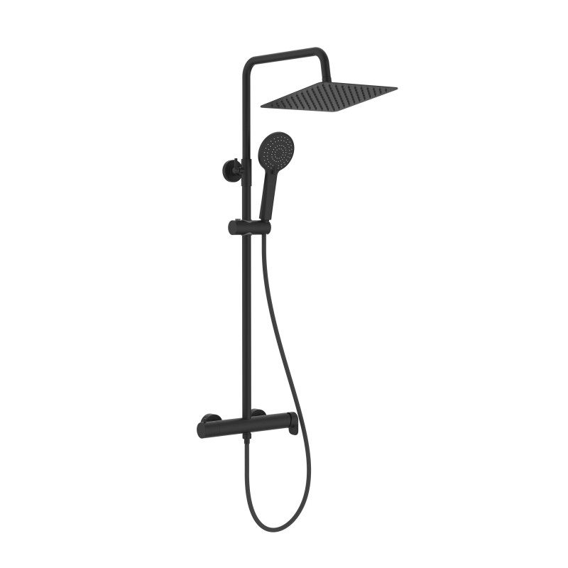 Columna ducha vega plus round regulable negro mate stock -