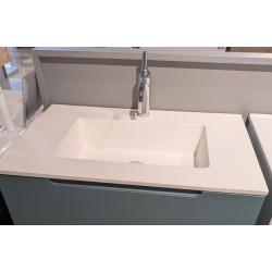 Encimera solid qube 45 121x1.2hx46f blanco pozo centrado con orificio para grifo